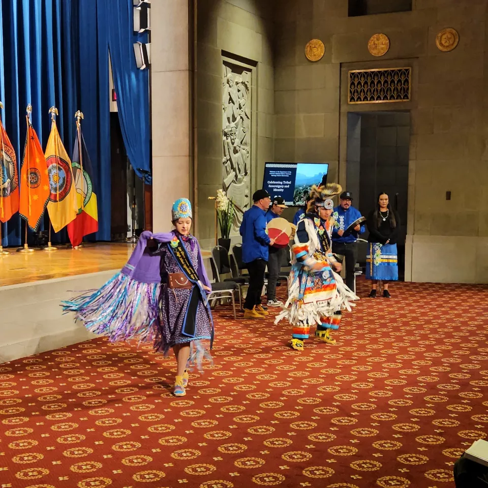 Students dancing in regalia.