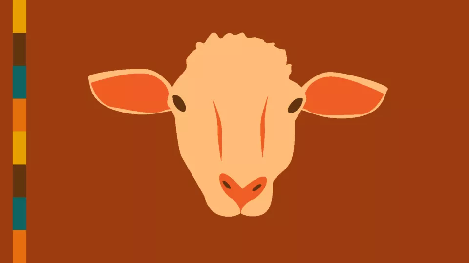 Graphic of a sheep's face and head.
